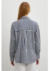Multi Çizgili Cepli Gömlek Lacivert