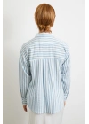 Multi Çizgili Cepli Gömlek Mavi