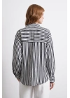 Multi Çizgili Cepli Gömlek Siyah