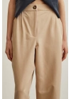 Önü Çift Pileli Pantolon Bej