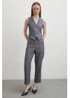 Önü Pensli Skinny Kumaş Pantolon Antirasit
