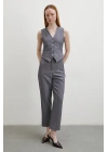 Önü Pensli Skinny Kumaş Pantolon Antirasit