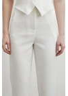 Önü Pensli Skinny Kumaş Pantolon Ekru