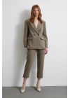 Önü Pensli Skinny Kumaş Pantolon Haki