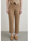 Önü Pensli Skinny Kumaş Pantolon Vizon