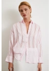 Organze Çizgili Gömlek Pembe