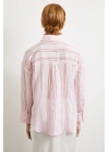Organze Çizgili Gömlek Pembe