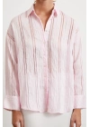 Organze Çizgili Gömlek Pembe