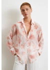 Organze Desenli Tül Gömlek Pembe