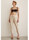 Örgü Kemerli Pantolon Bej