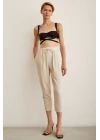 Örgü Kemerli Pantolon Bej