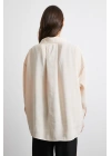 Oversize Cepli Modal Gömlek Bej