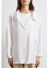 Oversize Cepli Modal Gömlek Beyaz