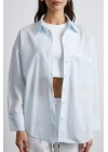 Oversize Pamuklu Gömlek Açık Mavi