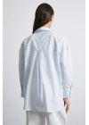 Oversize Pamuklu Gömlek Açık Mavi