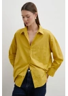 Oversize Pamuklu Gömlek Hardal