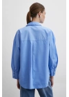 Oversize Pamuklu Gömlek Mavi