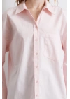 Oversize Pamuklu Gömlek Pembe