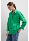 Oversize Pamuklu Gömlek Yeşil