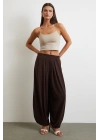 Paça Detaylı Şalvar Pantolon Kahve