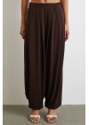 Paça Detaylı Şalvar Pantolon Kahve