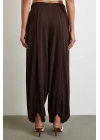Paça Detaylı Şalvar Pantolon Kahve
