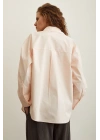 Pamuk Dokulu Poplin Gömlek Pudra