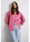 Pamuklu Çizgili Gömlek Pembe