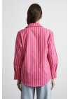 Pamuklu Çizgili Gömlek Pembe