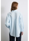 Pamuklu Oversize Gömlek Mavi