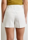 Piliseli Cepli Şort Ekru