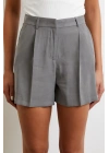 Piliseli Cepli Şort Gri