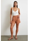 Piliseli Cepli Şort Kiremit
