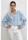 Puanlı Desenli Gömlek Mavi