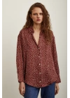 Puantiye Desenli Saten Gömlek Kiremit