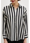 Robalı Çizgili Gömlek Siyah