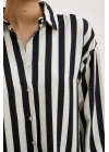 Robalı Çizgili Gömlek Siyah