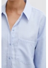 Robalı Klasik Gömlek Buz Mavisi