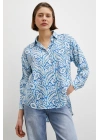 Şal Desen Modal Gömlek Mavi