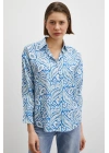 Şal Desen Modal Gömlek Mavi