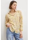 Şal Desen Modal Gömlek Sarı