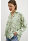 Şal Desen Modal Gömlek Yeşil