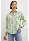Şal Desen Modal Gömlek Yeşil