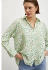 Şal Desen Modal Gömlek Yeşil