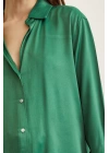 Saten Gömlek Benetton Yeşili