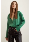 Saten Gömlek Benetton Yeşili