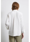 Şerit Dokulu Gömlek Beyaz