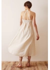 Sırt Dekolteli Askılı Elbise Krem