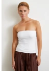 Straplez Top Beyaz
