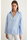 Taş Detaylı Gömlek Mavi